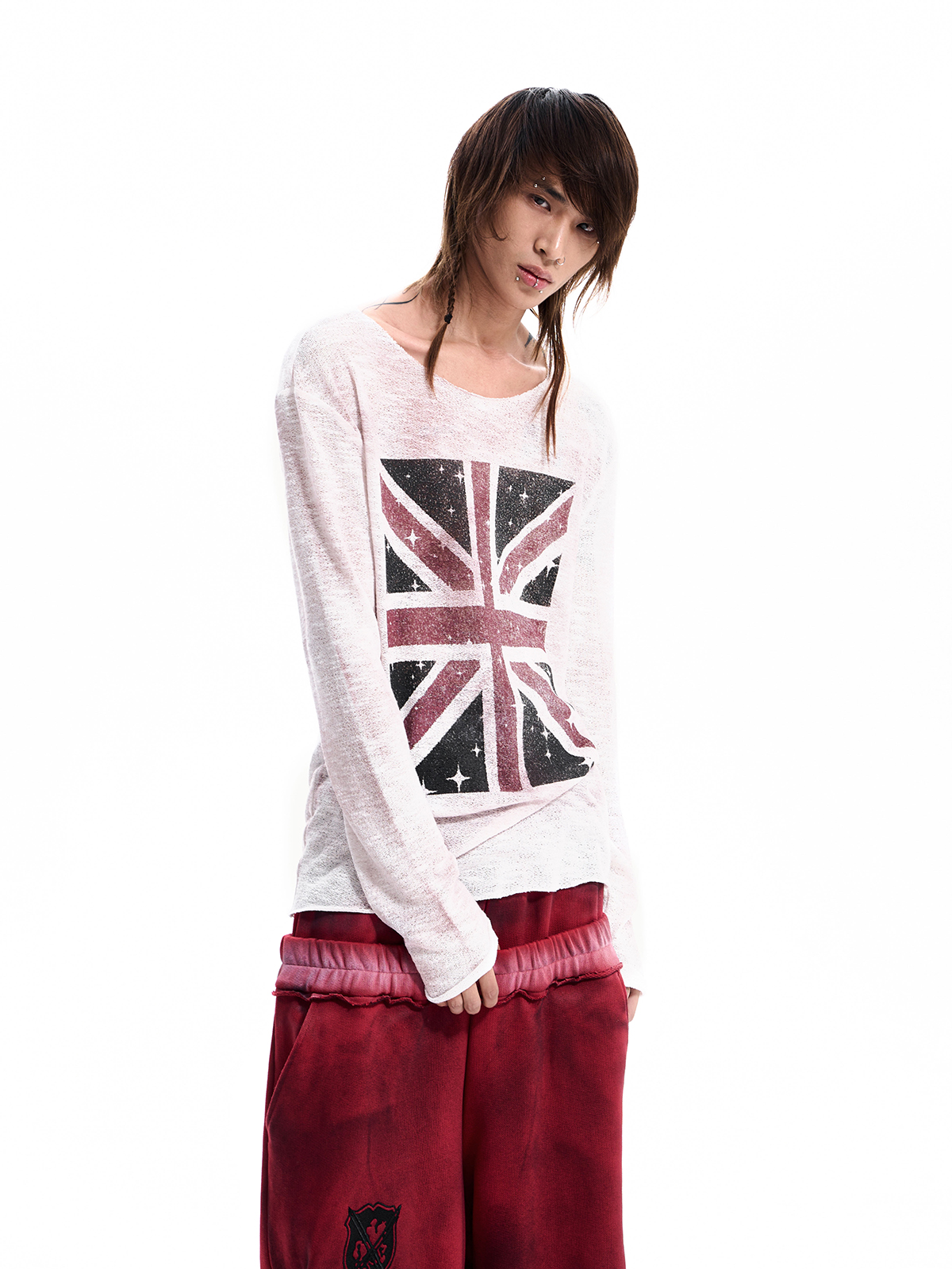UNION JACK SCOOP NECK KNIT TOP
