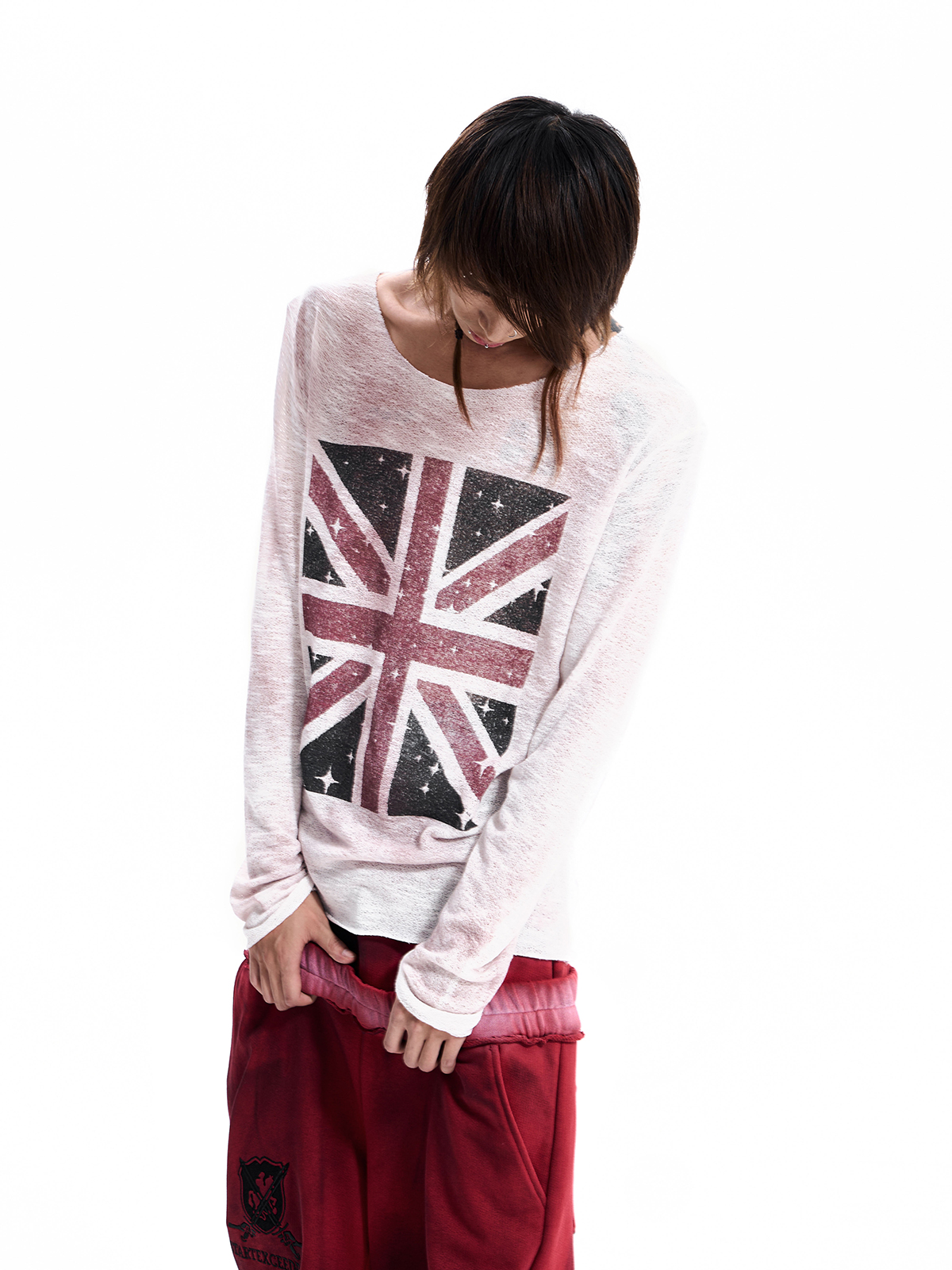 UNION JACK SCOOP NECK KNIT TOP
