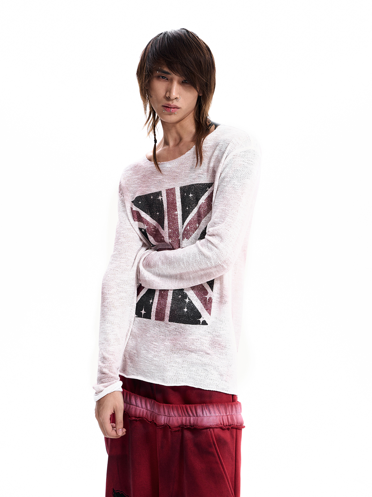 UNION JACK SCOOP NECK KNIT TOP