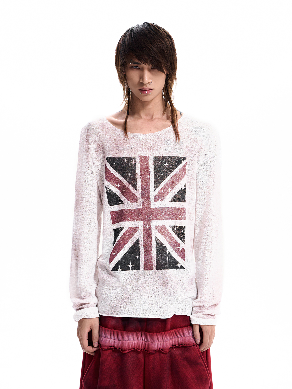 UNION JACK SCOOP NECK KNIT TOP