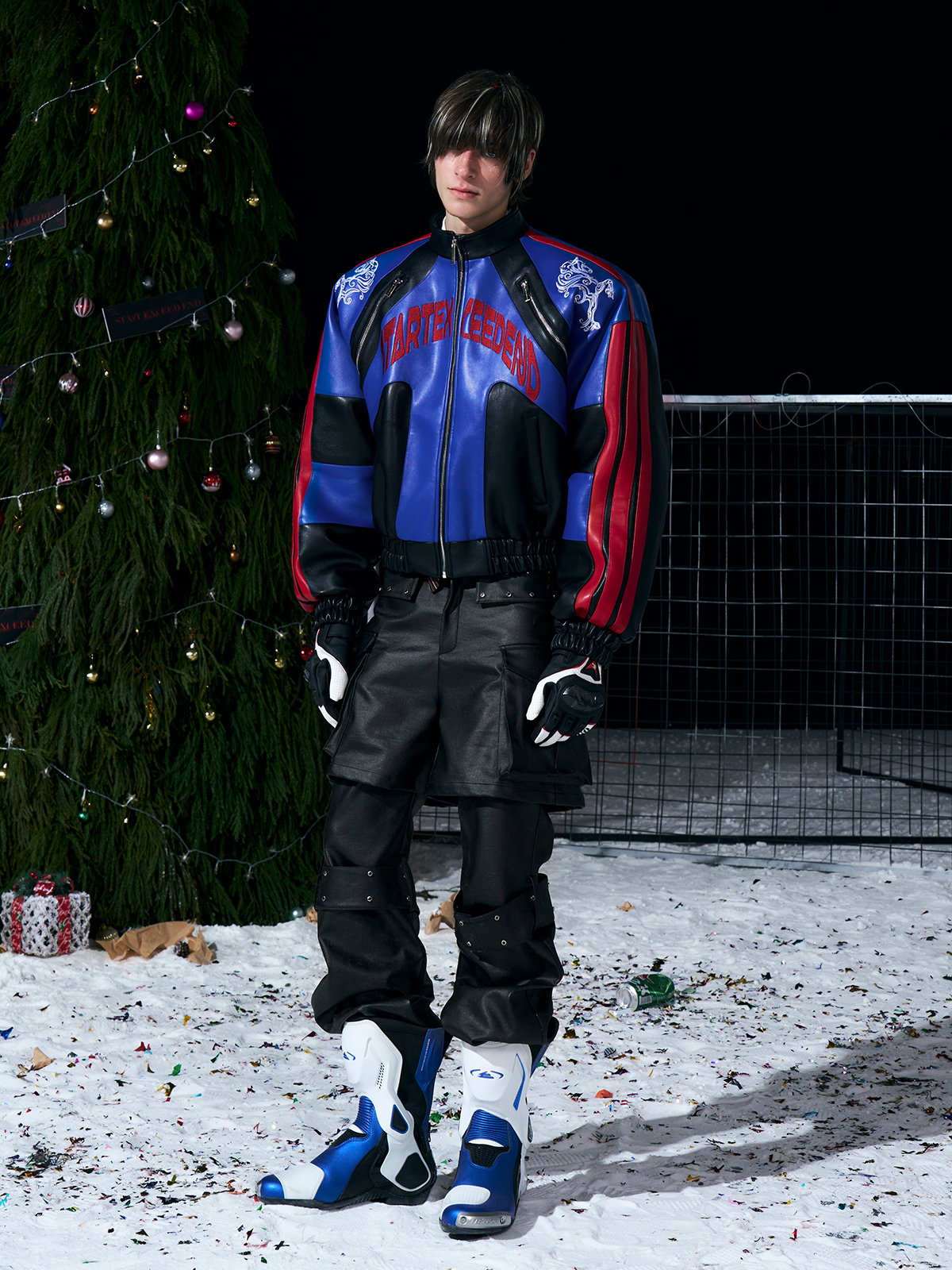 ROYAL BLUE & BLACK EMBROIDERED RACING JACKET