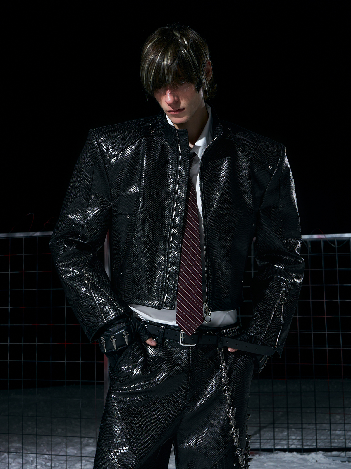 DECONSTRUCTED SNAKE-EMBOSSED LEATHER SET