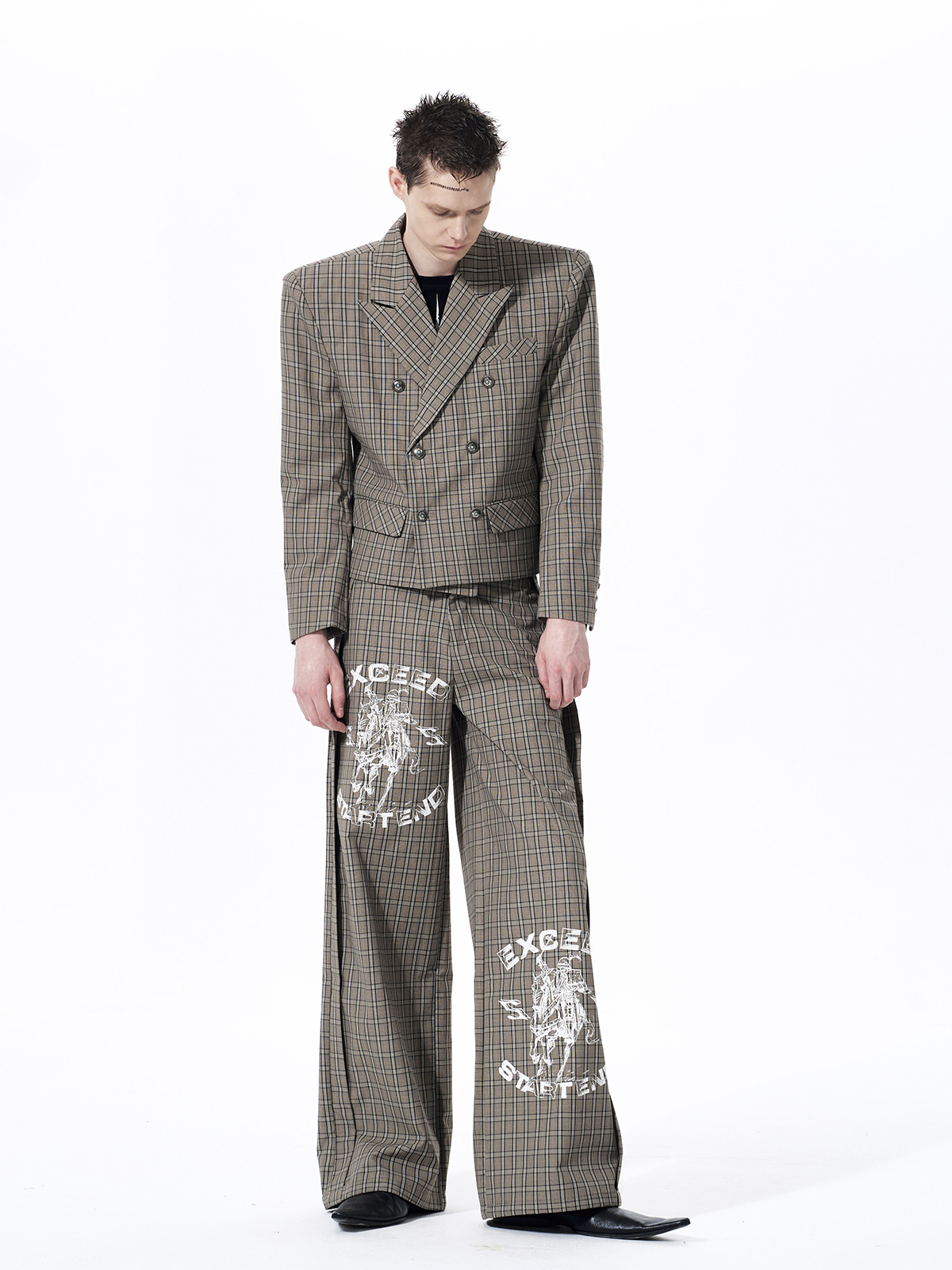 RETRO PLAID WAR HORSE GRAPHIC SUIT SET