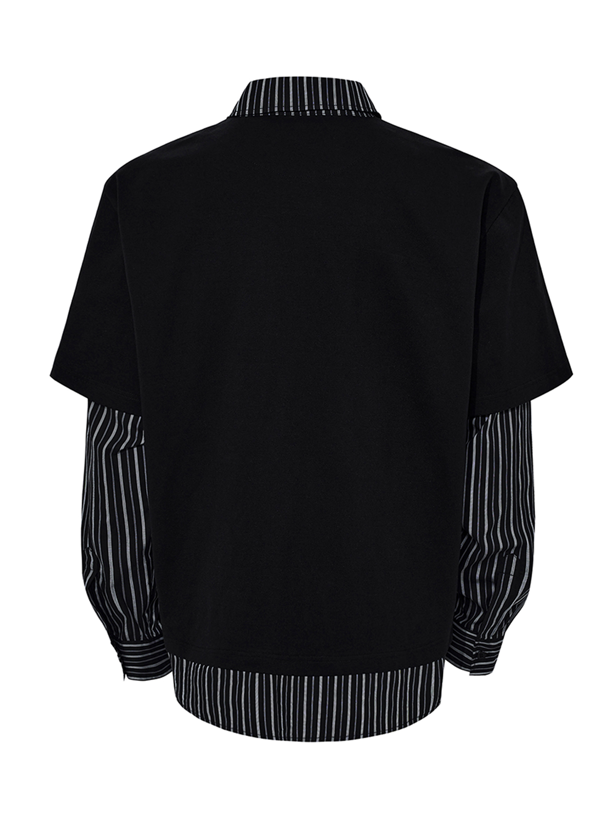 DISTRESSED GRAPHIC LAYERED POLO SHIRT-BLACK