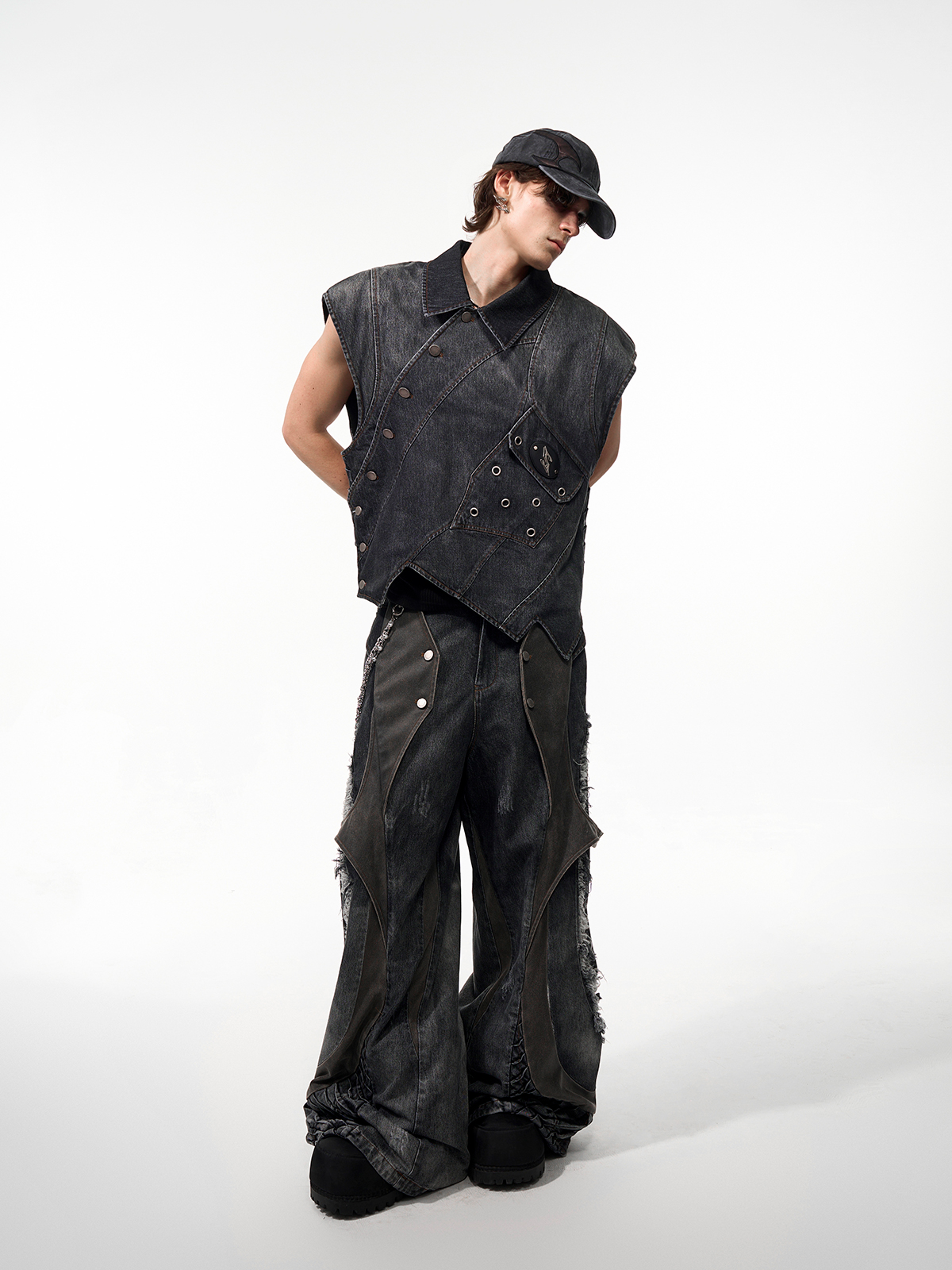 CRIMSON ROOT DECONSTRUCTED DENIM SET-START EXCEED END