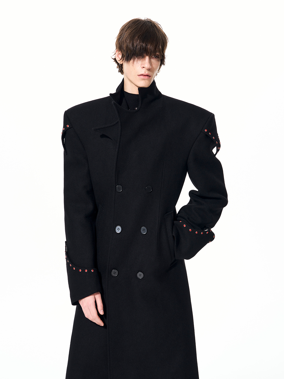 NOCTURNAL BLOOD-STUD STRUCTURED COAT