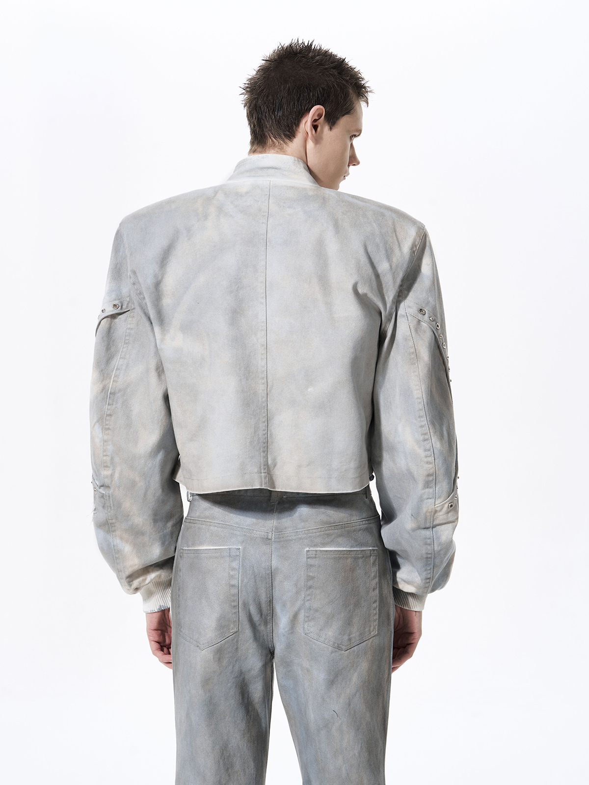 DECONSTRUCTED TIE-DYE WASHED STUDDED DENIM SET