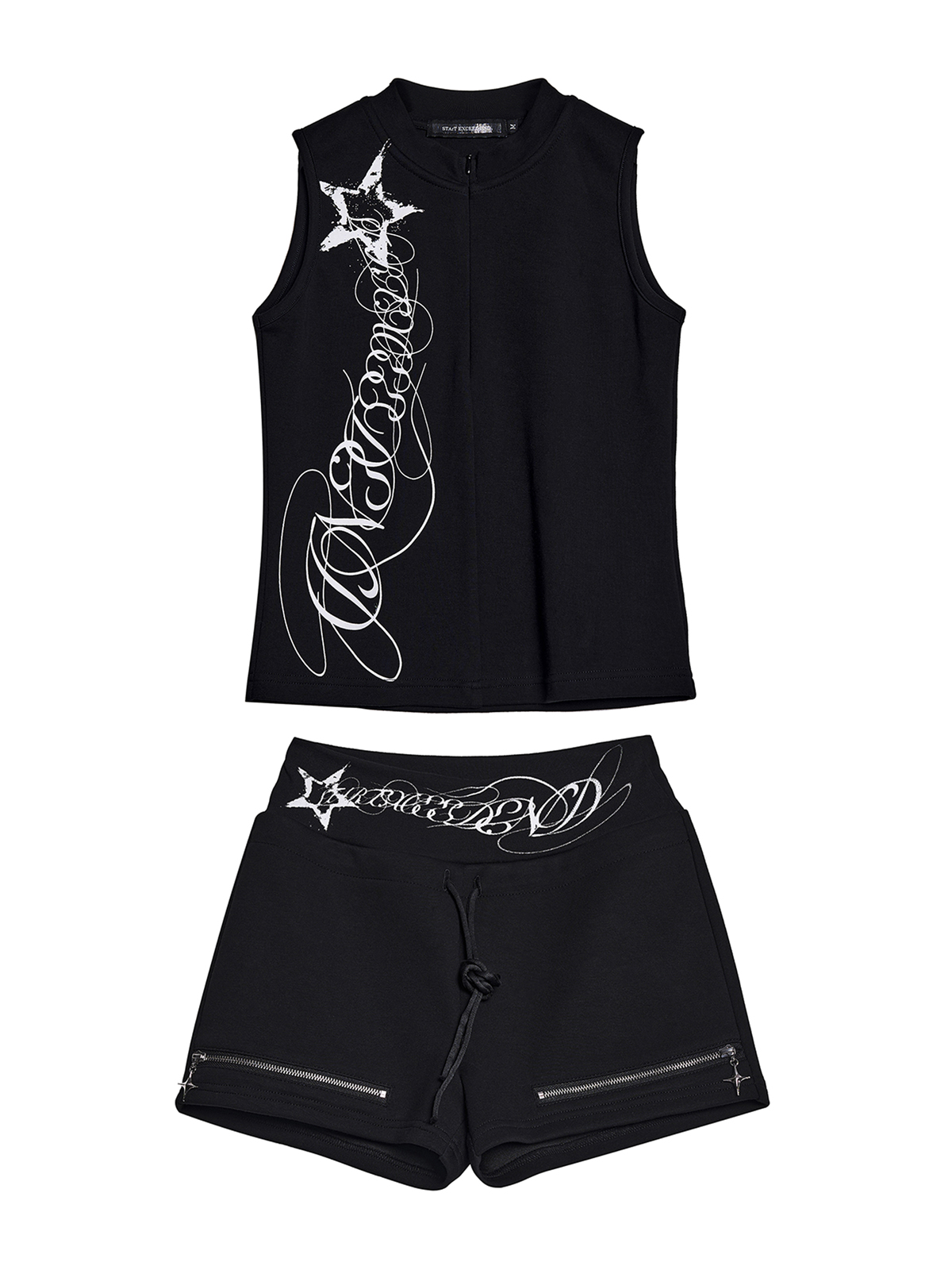VISUAL KEI TYPOGRAPHY ZIP VEST SET