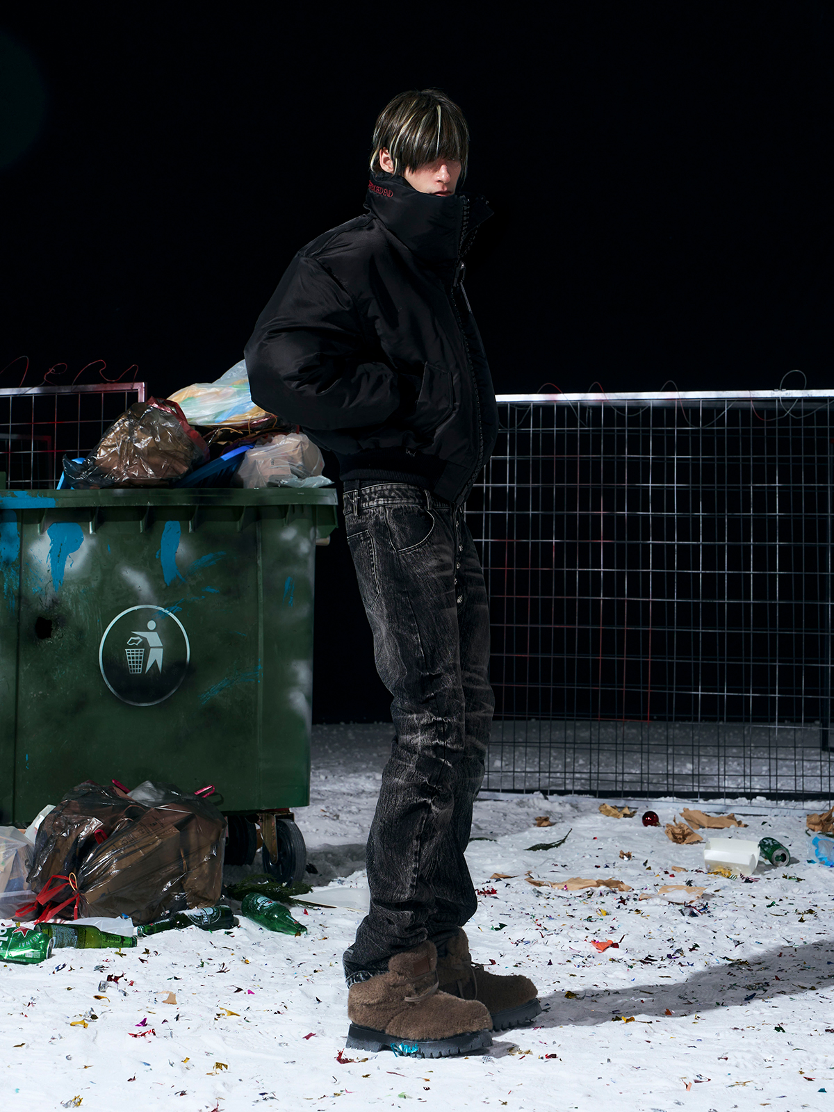 Heavy-Zip High-Collar Down Jacket-Black