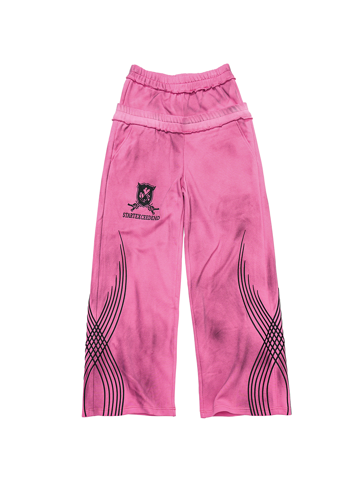 Neon Pink Washed Crest Tracksuit | START EXCEED END