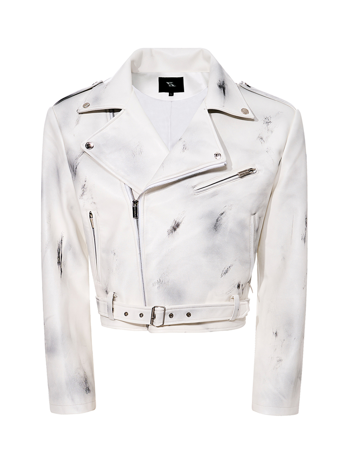 DISTRESSED WAR HORSE BIKER JACKET-WHITE