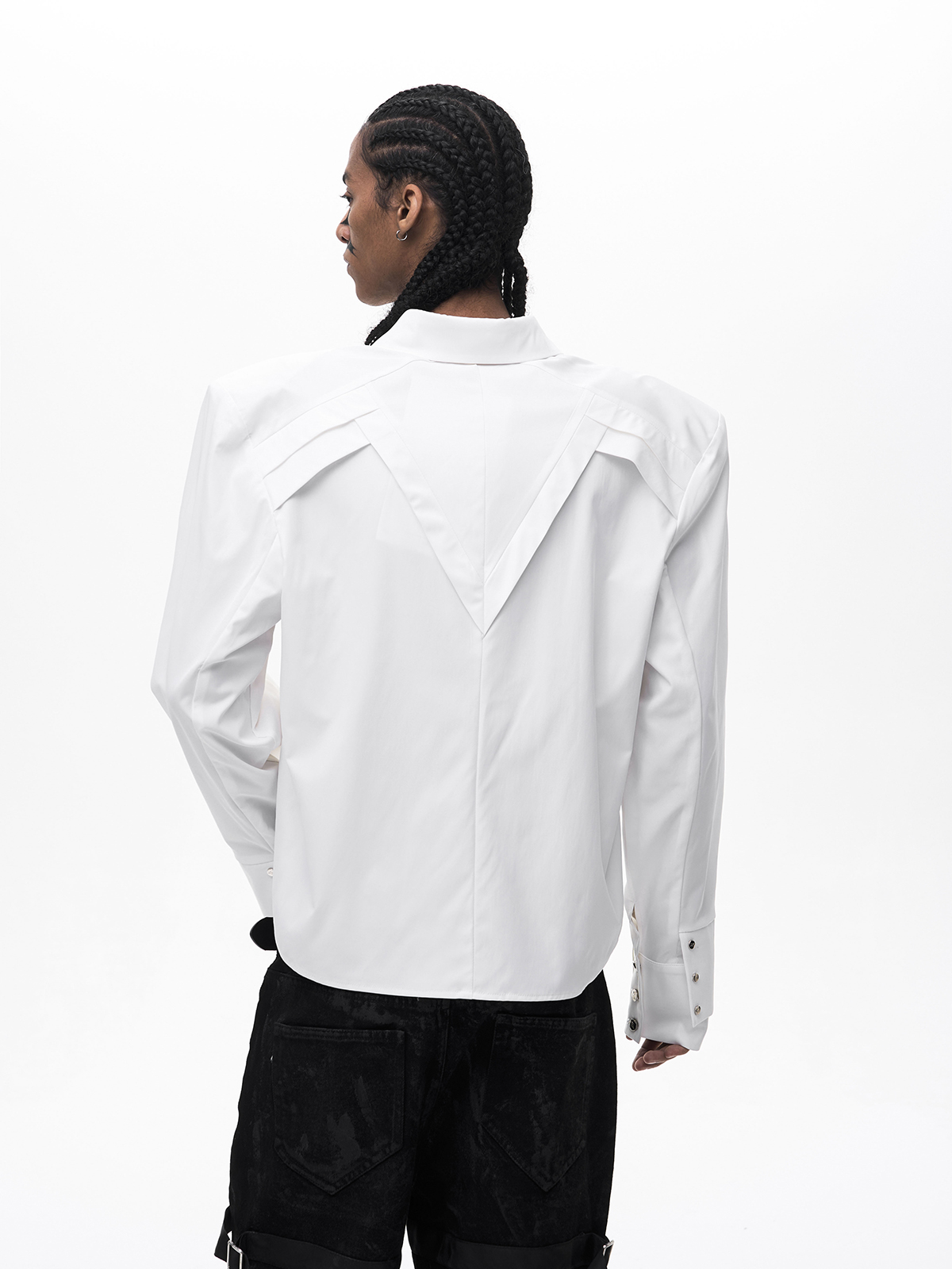 RIVET DOUBLE CUFF SHIRT-WHITE