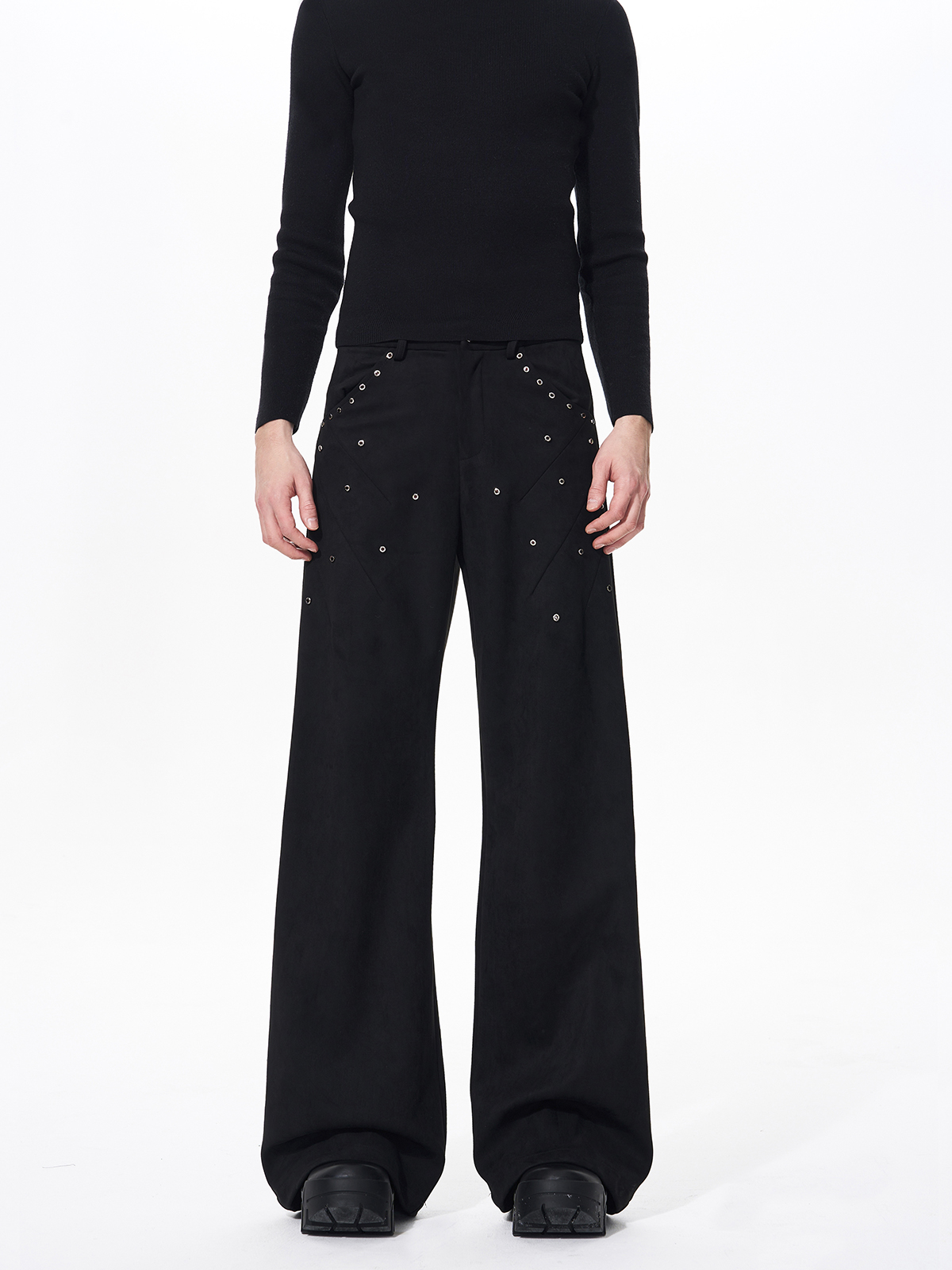 STUDDED SUEDE CROPPED SET