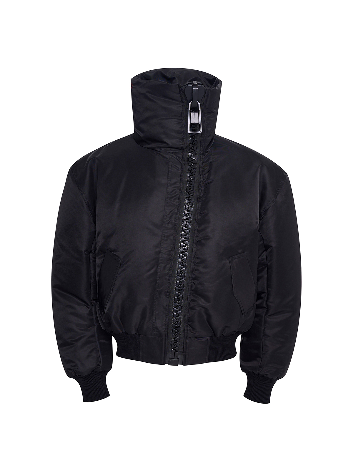 Heavy-Zip High-Collar Down Jacket-Black