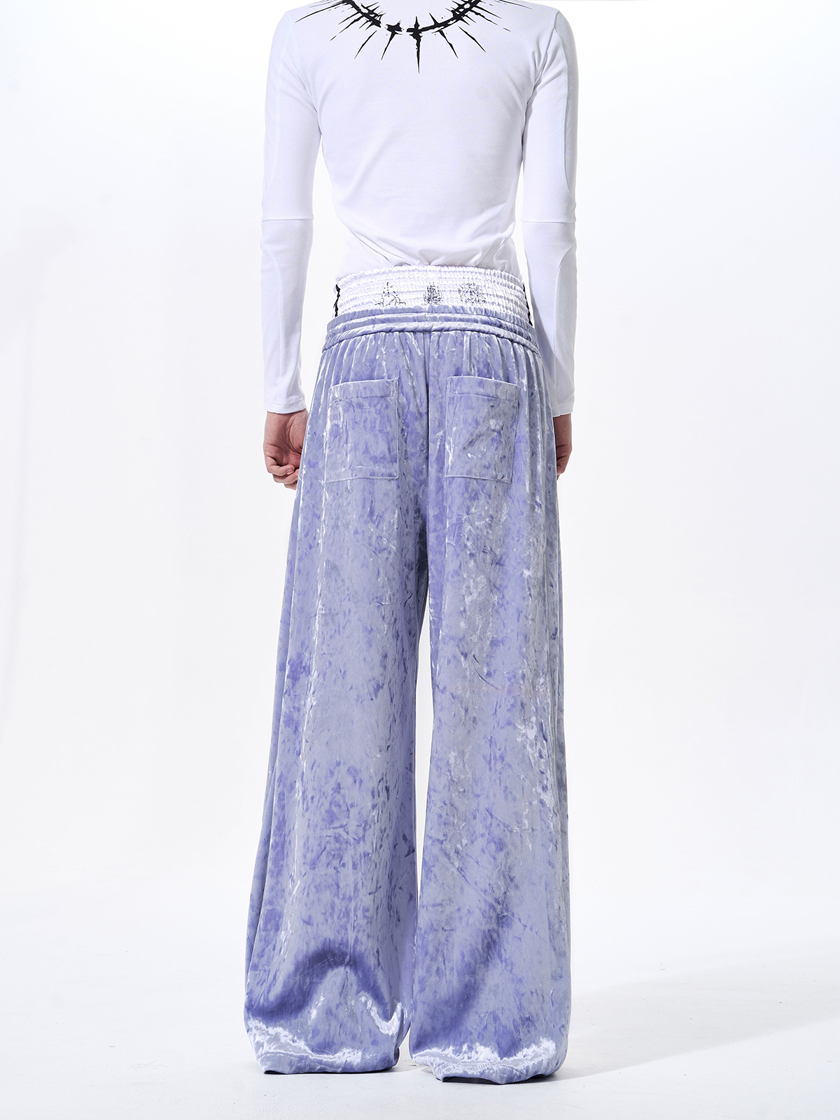 CRUSHED VELVET EMBROIDERED TRACKSUIT SET-LAVENDER