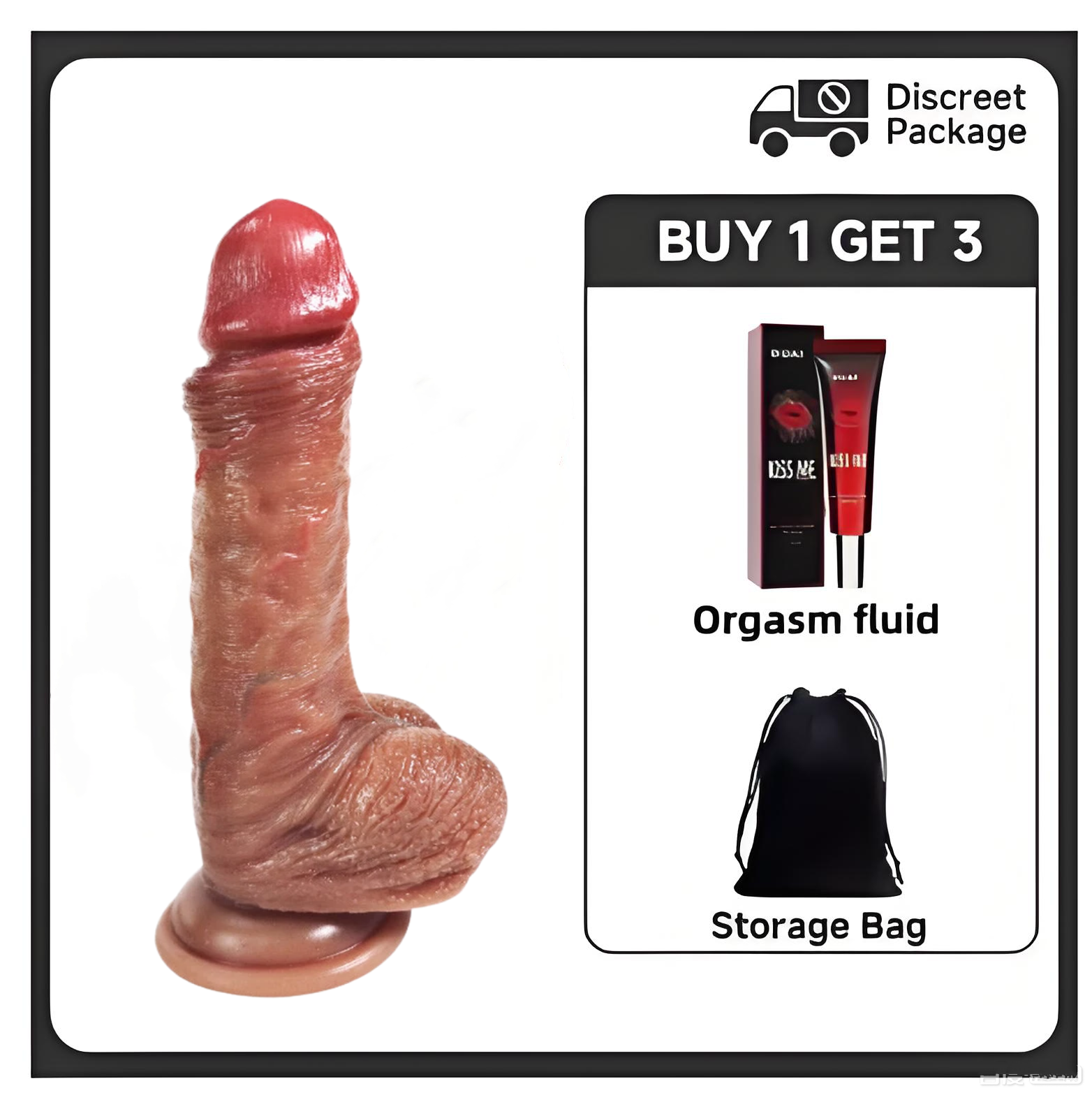 【Discreet Delivery】Jameson 9" x 2.2" Extra-Large 3D Thrusting Vibrating Dildo