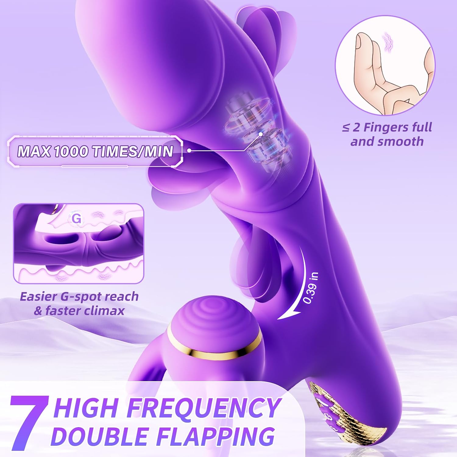 Double Tongue Licking & Vibrating Dildo - 7 Flapping Modes & 10 Vibrations for G-Spot & Clitoral Stimulation