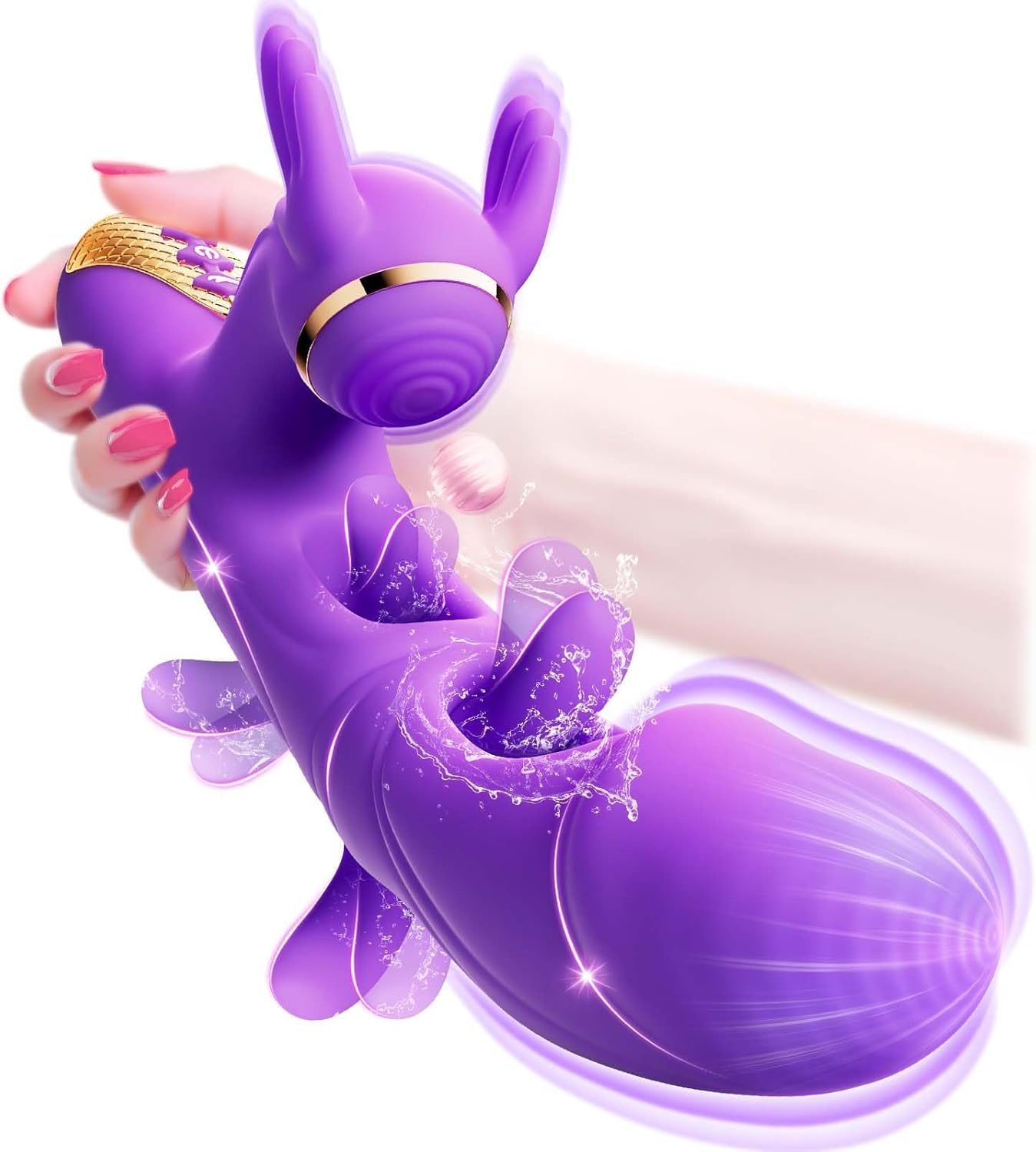 Double Tongue Licking & Vibrating Dildo - 7 Flapping Modes & 10 Vibrations for G-Spot & Clitoral Stimulation
