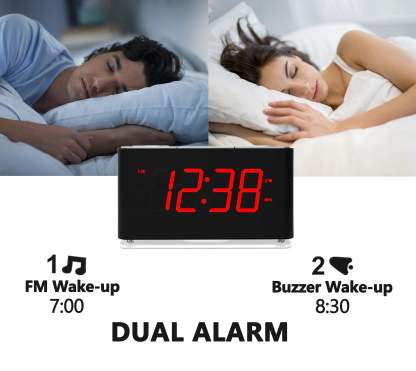 Digital iTOMA Alarm Clock Radio with wireless connection, Dual Alarm, Dimmable LED Display, 16 Levels Volume, FM Radio with Sleep Timer, Nightlight, Snooze, 12/24H iTOMA 507U