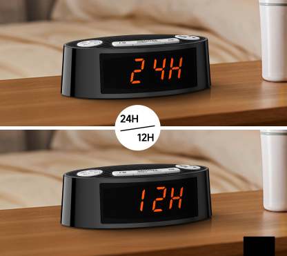 Digital iTOMA AM/FM Alarm Clock Radio with Dual Alarm, Sleep Timer & Snooze Functions, Orange LED Display, 4-Level Dimming Option 3301