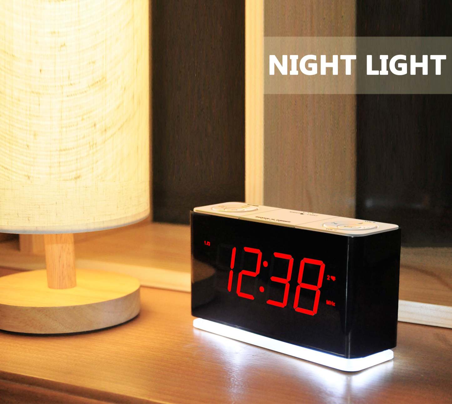 Digital iTOMA Alarm Clock Radio with wireless connection, Dual Alarm, Dimmable LED Display, 16 Levels Volume, FM Radio with Sleep Timer, Nightlight, Snooze, 12/24H iTOMA 507U