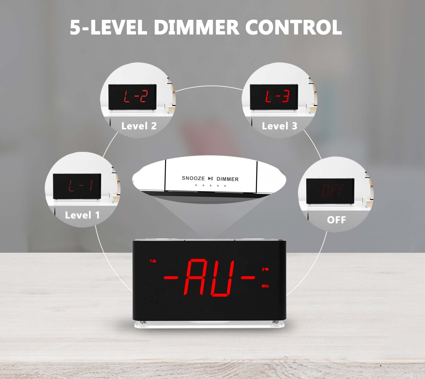 Digital iTOMA Alarm Clock Radio with wireless connection, Dual Alarm, Dimmable LED Display, 16 Levels Volume, FM Radio with Sleep Timer, Nightlight, Snooze, 12/24H iTOMA 507U