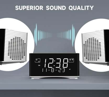 Alarm Clock with DAB&FM Radio USB Charging Port, Bluetooth Stereo Speaker, Headphone Jack, Dual Alarm, Snooze, Dimmable LCD Display iTOMA 3501D