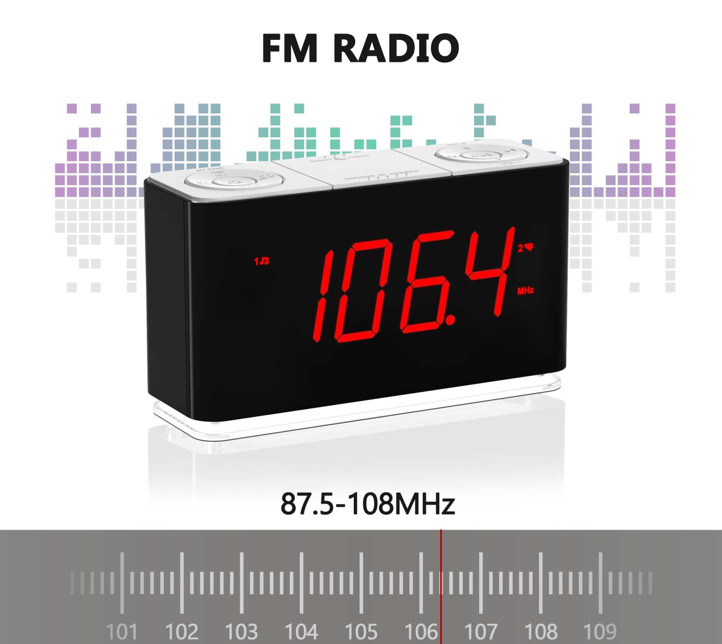 Digital iTOMA Alarm Clock Radio with wireless connection, Dual Alarm, 