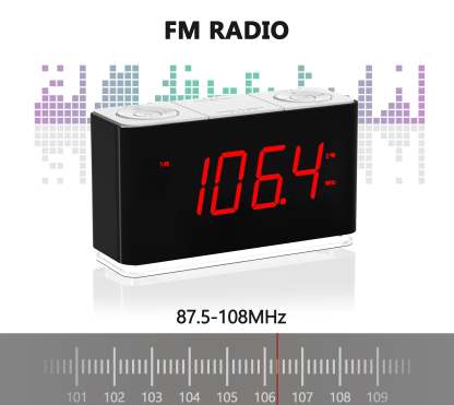 Digital iTOMA Alarm Clock Radio with wireless connection, Dual Alarm, Dimmable LED Display, 16 Levels Volume, FM Radio with Sleep Timer, Nightlight, Snooze, 12/24H iTOMA 507U