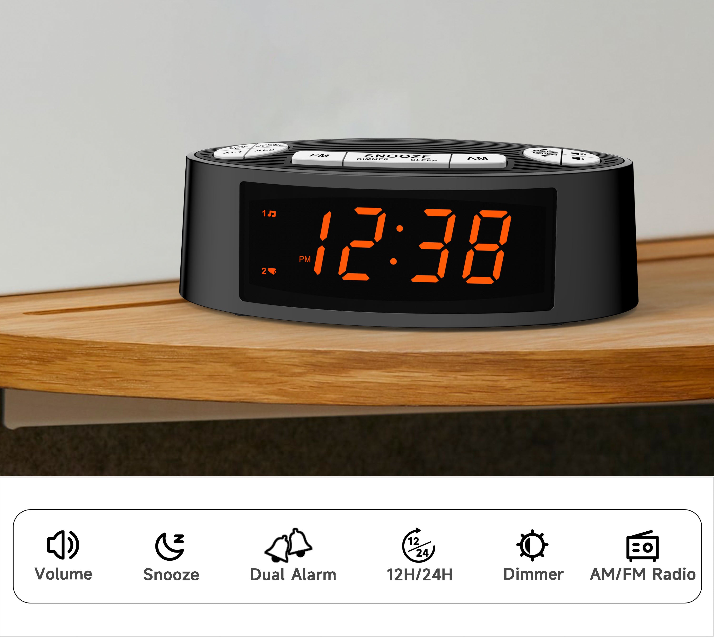 Digital iTOMA AM/FM Alarm Clock Radio -ITOMA