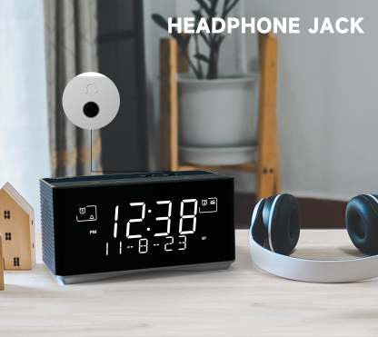 Alarm Clock with DAB&FM Radio USB Charging Port, Bluetooth Stereo Speaker, Headphone Jack, Dual Alarm, Snooze, Dimmable LCD Display iTOMA 3501D