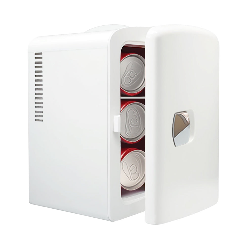 Mini Fridge 4L K4201 White, 4 Liter/6 Can Portable Cooler Personal Refrigerator for Care, Cosmetics, Beverage, Food,100% Freon-Free Eco Friendly for Bedroom, Office, Dorm