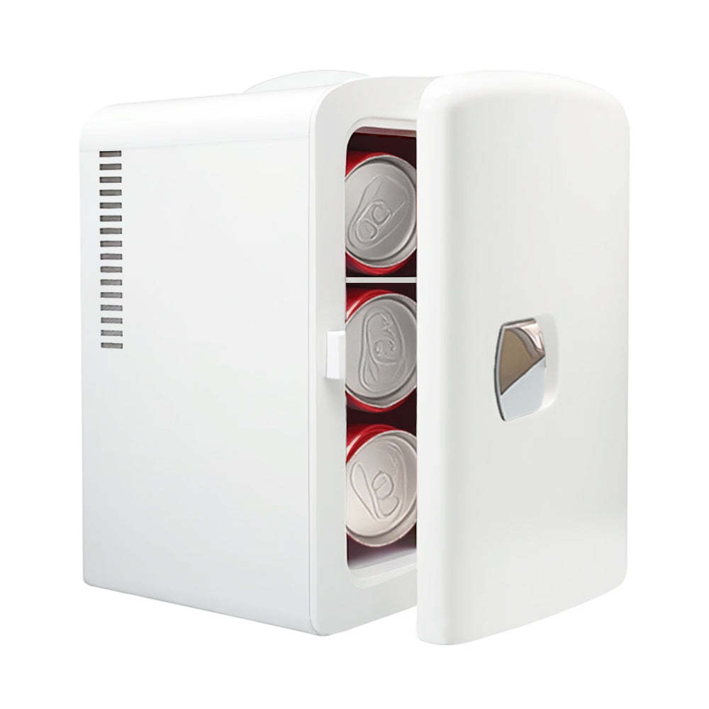 Mini Fridge 4L K4201 White, 4 Liter/6 Can Portable Cooler Personal Refrigerator for Care, Cosmetics, Beverage, Food,100% Freon-Free Eco Friendly for Bedroom, Office, Dorm