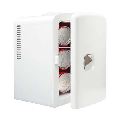 Mini Fridge 4L K4201 White, 4 Liter/6 Can Portable Cooler Personal Refrigerator for Care, Cosmetics, Beverage, Food,100% Freon-Free Eco Friendly for Bedroom, Office, Dorm