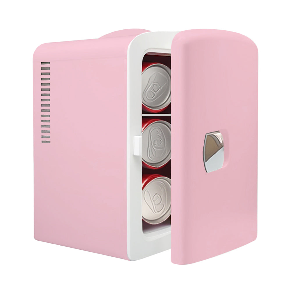 Mini Fridge 4L K4206 Pink, 4 Liter/6 Can Portable Cooler Personal Refrigerator for Skin Care, Cosmetics, Beverage, Food,100% Freon-Free Eco Friendly for Bedroom, Office, Dorm