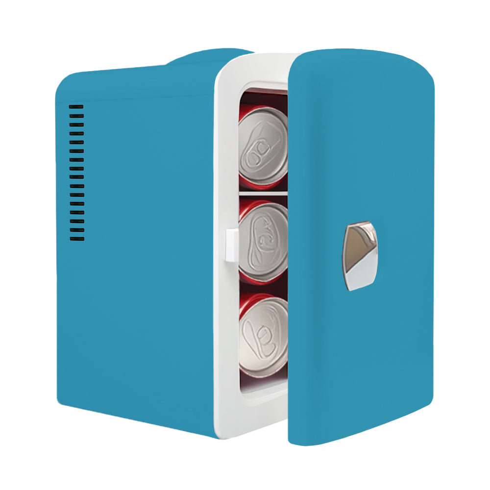 Mini Fridge 4L K4207 Cyan, 4 Liter/6 Can Portable Cooler Personal Refrigerator for Skin Care, Cosmetics, Beverage, Food,100% Freon-Free Eco Friendly for Bedroom, Office, Dorm