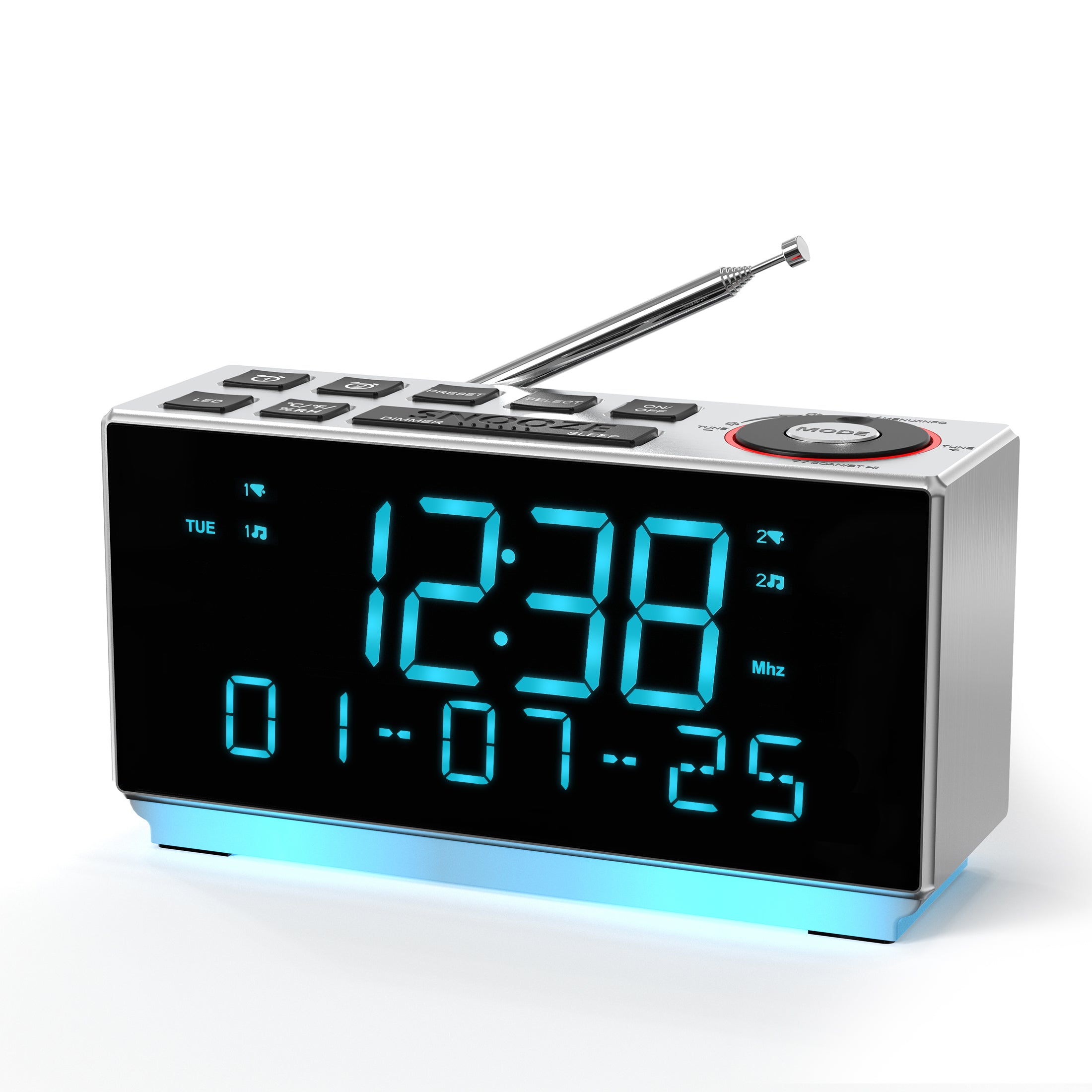 DAB+＆FM Radio, Clock Radio with Bluetooth, 40 Presets, Earphone, Dual Alarm with Snooze and Sleep Timer, Two Charging Port, Dimmable, Temperature & Humidity, LED Display Alarm Clock for Bedroom iTOMA 508D