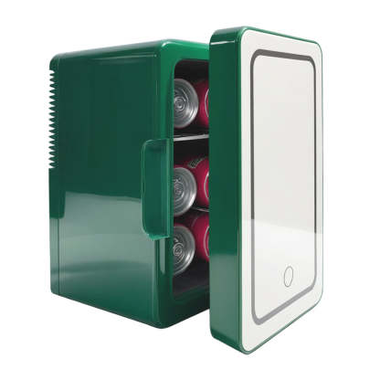 Mini Skincare Fridge with LED Mirror 6L K6104, 6Liter/6 Cans Cooler and Warmer for Makeup, Cosmetic, Beauty, Food, Medicine Portable Small Refrigerator 100% Freon-Free Eco Friendly for Bedroom, Nursery, Office, Camp and Car