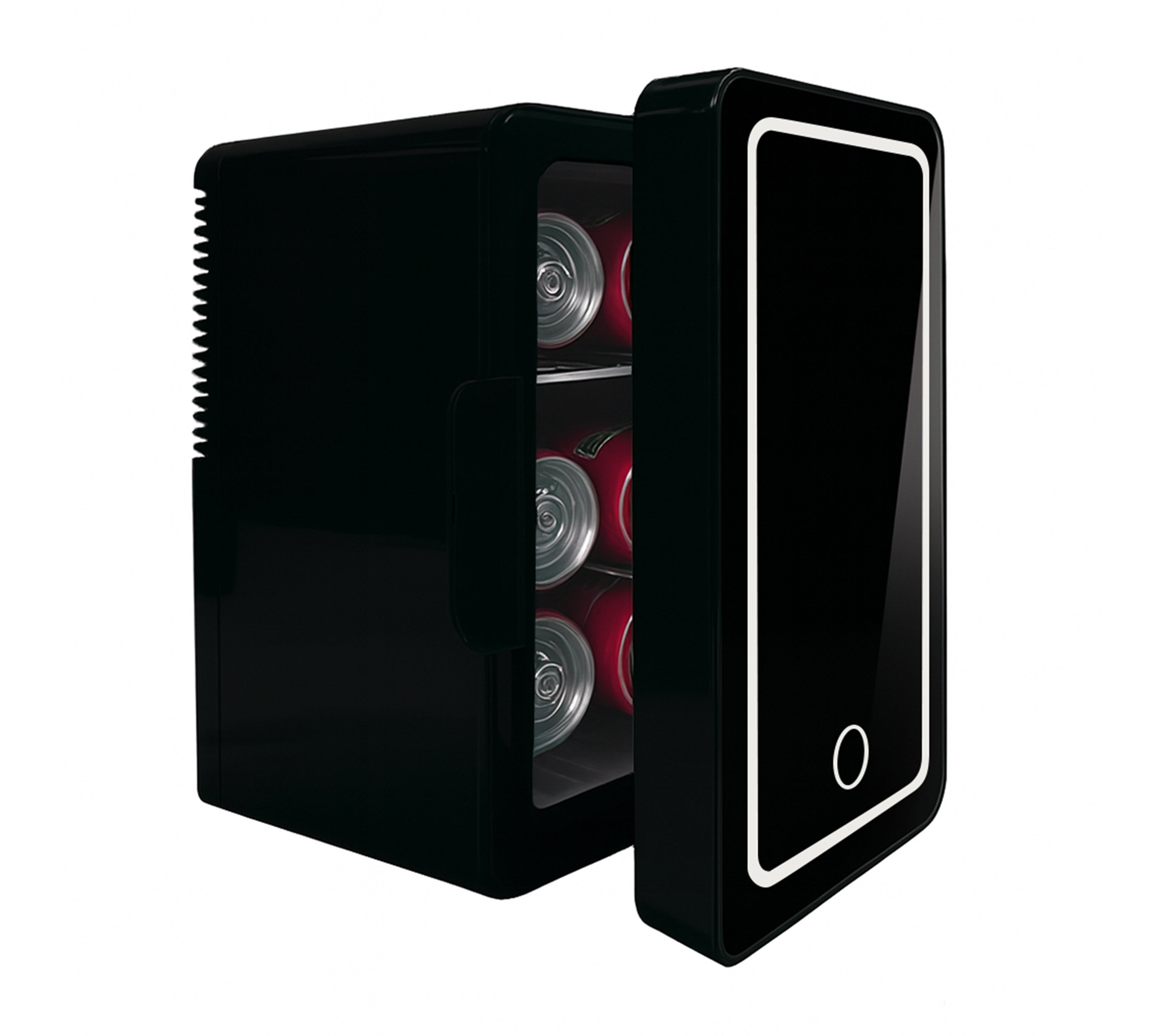 Mini Personal Fridge Cooler,Mirrored Door with Dimmable LED Light,6L  Capacity,Can Refrigerate Skin Care Products, Snacks, Drinks, Portable and Compact Black 6200