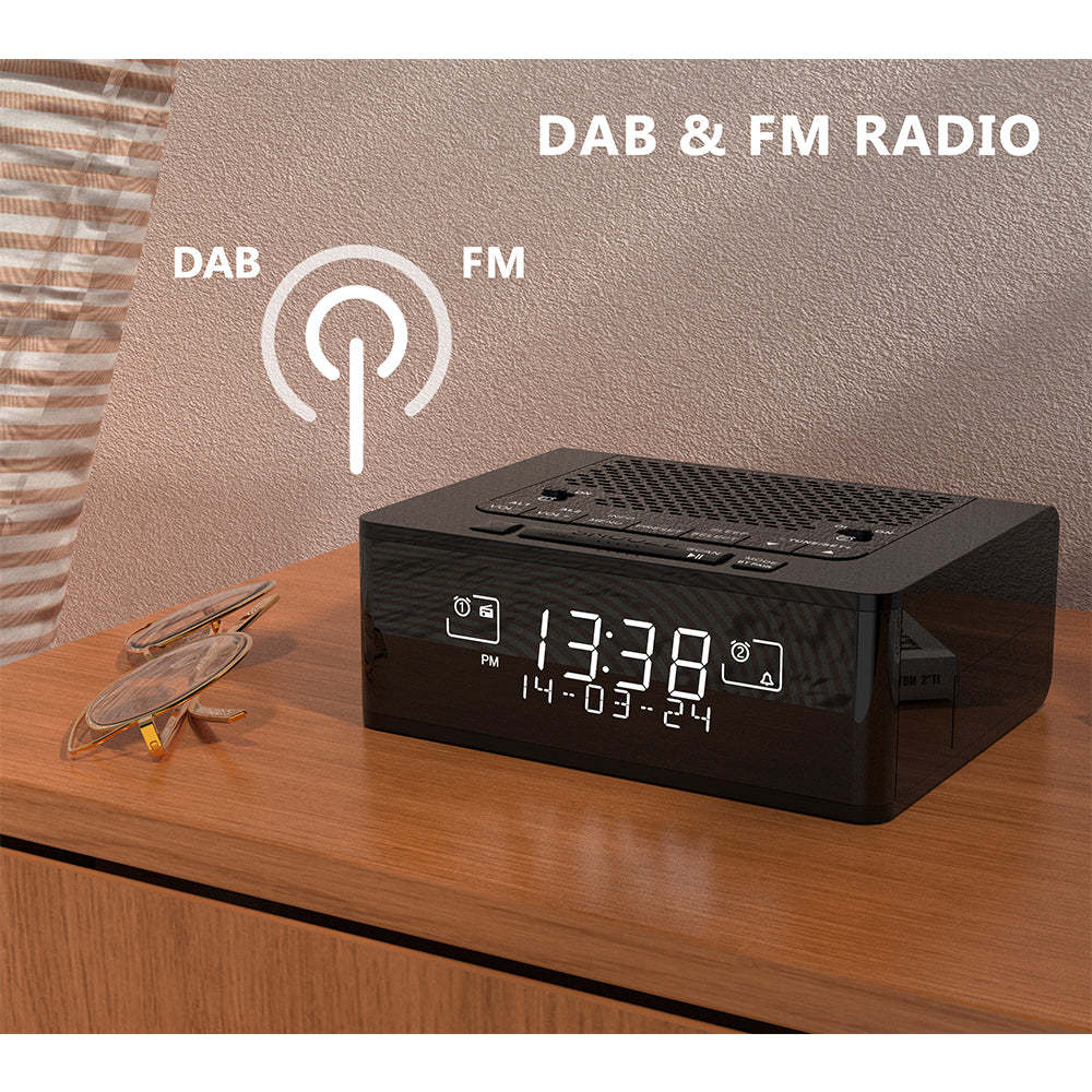 Alarm Clock with DAB & FM Radio 40 Preset Stations, Dimmable LCD Displ