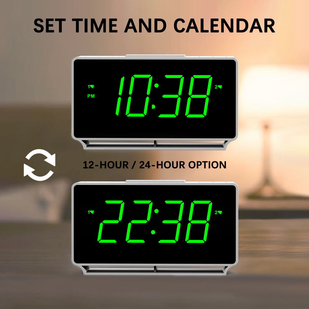 Digital iTOMA 222 Alarm Clock, Dual Alarms with Temperature Display, Snooze,12/24Hr, Night Light and Adjustable Volume, Dimmable, Battery Backup, Portable Small LED Clocks for Bedroom