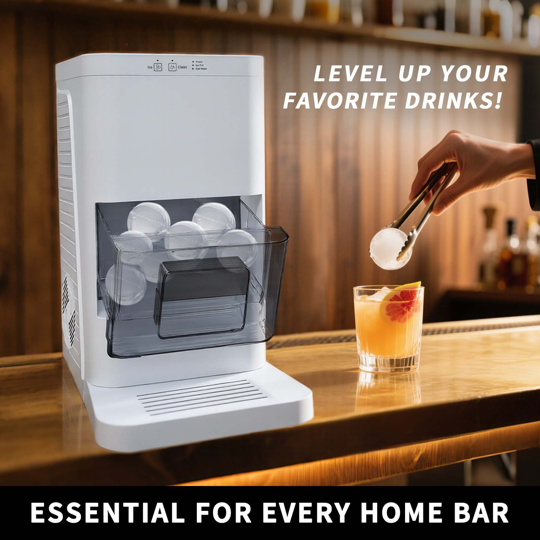 Fully-automated Artisanal Sphere Ice Maker – 2.3kg Daily Output, 50-Mi