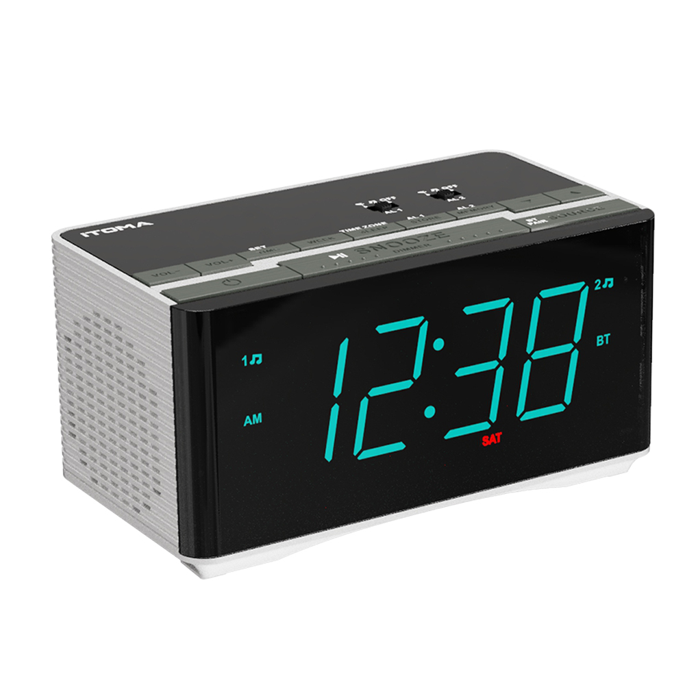 Digital Alarm Clock Radio-Bluetooth Stereo Speakers,FM Radio,Dual Alarm,Snooze,Brightness Dimmer,USB Charging, Alarm Clock for Bedroom Office iTOMA 3501S