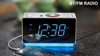 Digital Alarm Clock Radio with Bluetooth Speaker, FM Radio, Dual Alarm with Snooze, Large LED Display, Dimmer Control, Headphone,USB Charging Output and Night Light iTOMA 708
