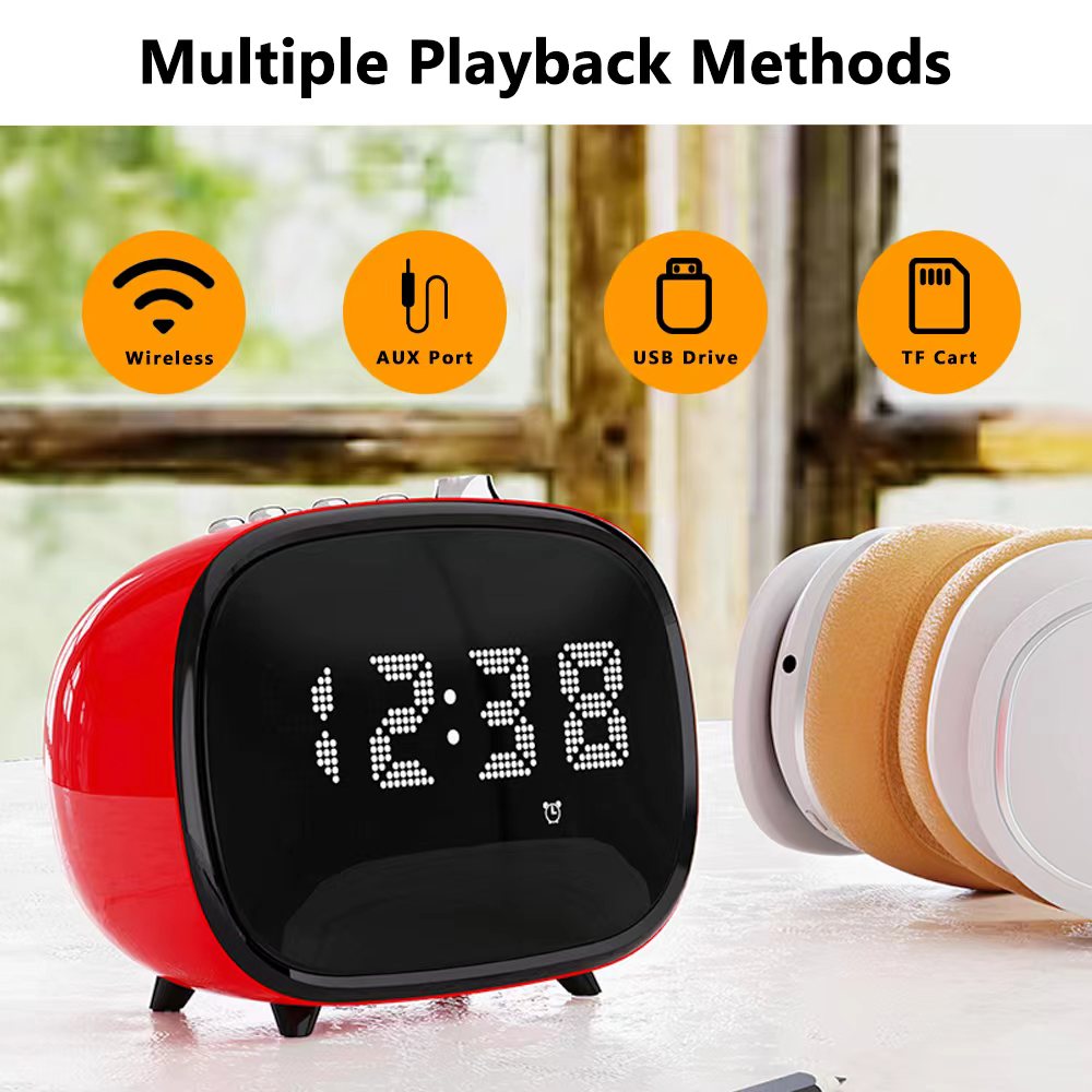 Digital Retro Alarm Clock with Bluetooth -ITOMA