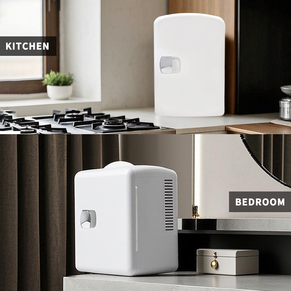 Mini Fridge 4L K4201 White, 4 Liter/6 Can Portable Cooler Personal Refrigerator for Care, Cosmetics, Beverage, Food,100% Freon-Free Eco Friendly for Bedroom, Office, Dorm