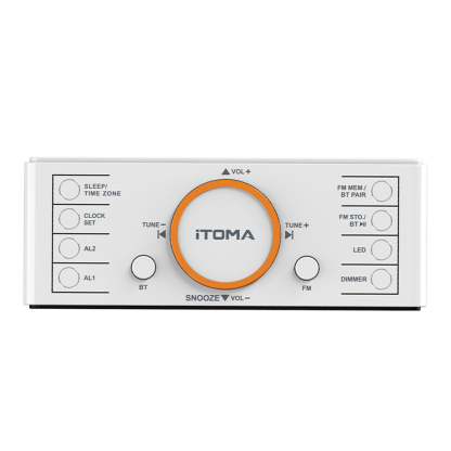 Digital Alarm Clock Radio, 1.4" White LED Display Clock with Bluetooth, FM Radio, Dual Alarm, Sleep Timer, Snooze, Auto & Manual Dimmer, USB Charger and Night Light iTOMA 718