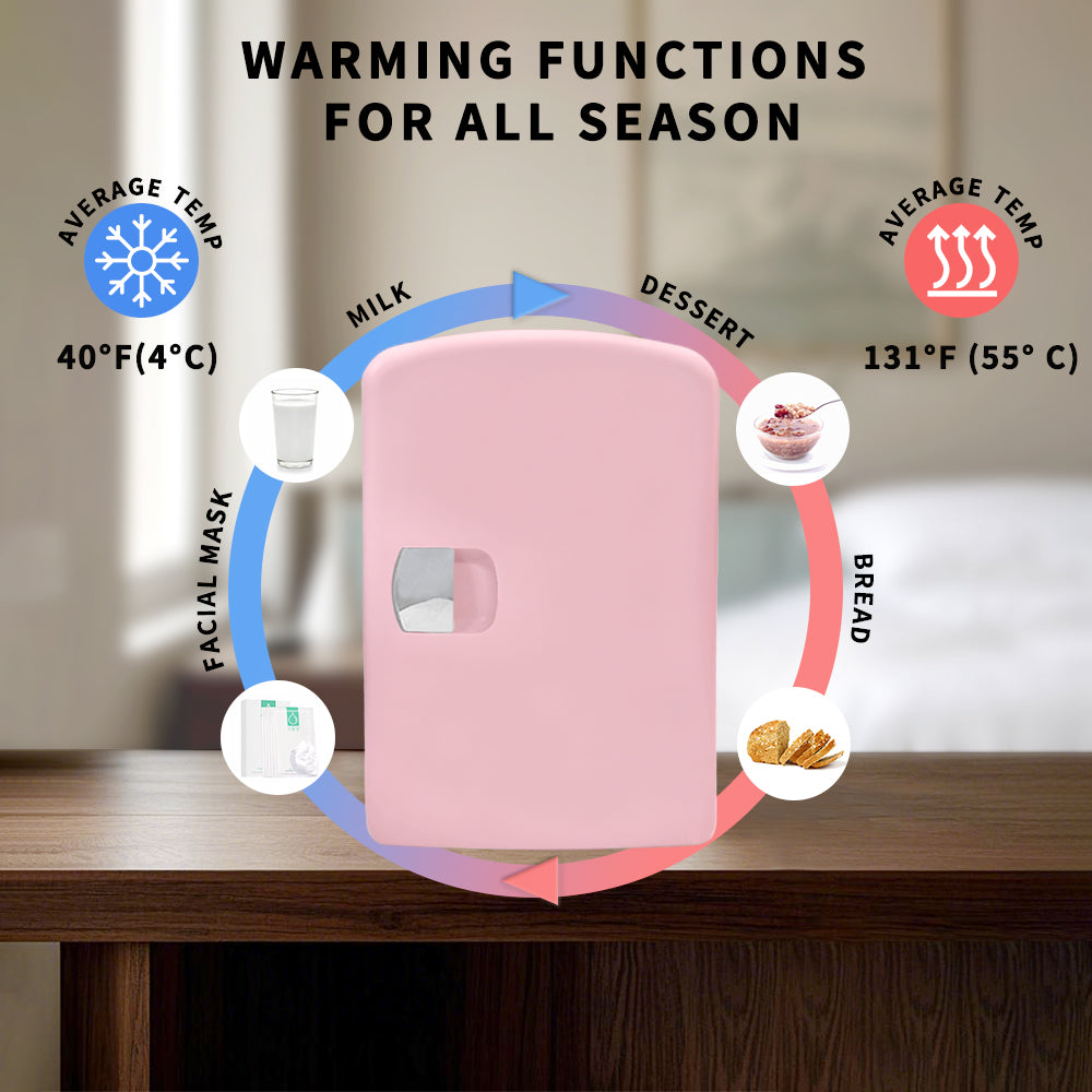 Mini Fridge K4106, 4 Liter/6 Can Portable Cooler and Warmer Personal Refrigerator for Skin Care, Cosmetics, Beverage, Food,100% Freon-Free Eco Friendly for Bedroom, Office, Car, Dorm, Camp...