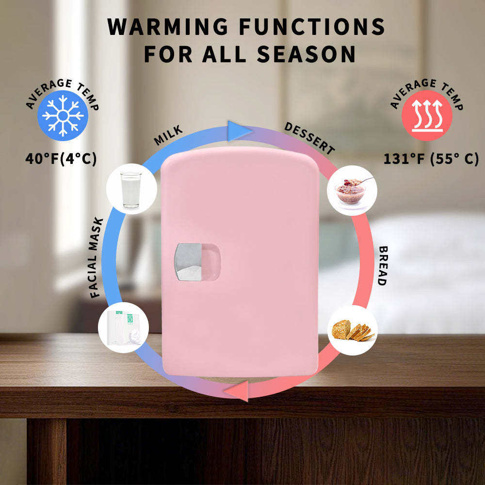 Mini Fridge K4106, 4 Liter/6 Can Portable Cooler and Warmer Personal Refrigerator for Skin Care, Cosmetics, Beverage, Food,100% Freon-Free Eco Friendly for Bedroom, Office, Car, Dorm, Camp...