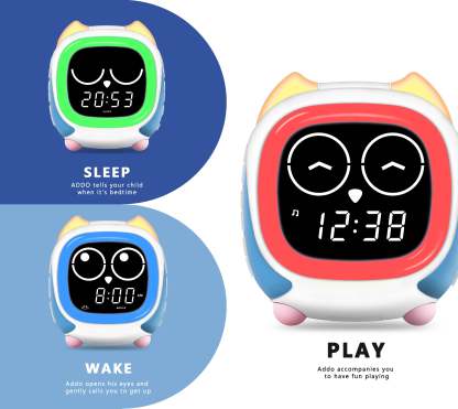 Kids Alarm Clock Addo,Sunrise/Sunset Simulation Bedside Lamp, Grow Children's Clock Trainer and Bluetooth Music Player,White Noise Sleep Sounds Wake Up Clock Owl iTOMA 912
